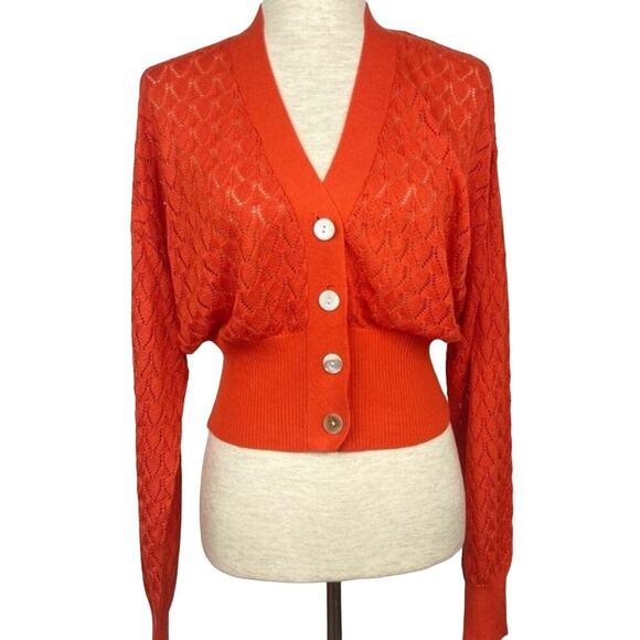 NWT * CHARLIE HOLIDAY Gisele Pointelle Cardigan - Size 2 - $114. - Picture 2 of 13